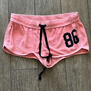 Victoria's Secret Pink and Black Athletic Shorts with Drawstring